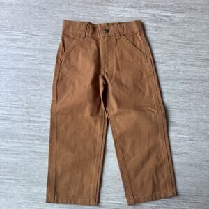 Carhartt Pants Brown Boys Kids Infant 3T Canvas Workwear Utility Pockets Durable